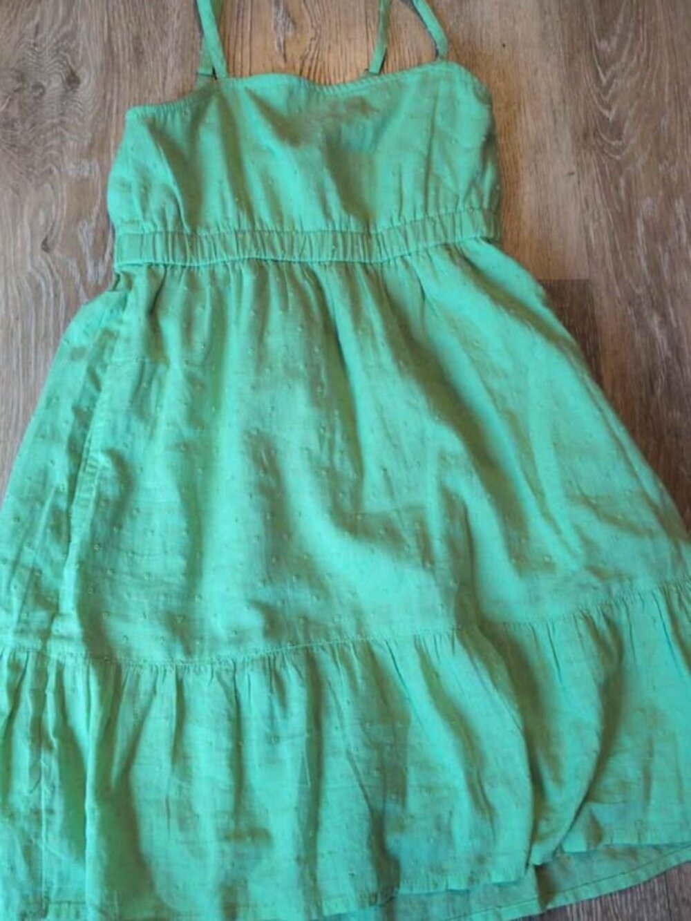 Abercrombie Kids Green Swiss Dot Tiered Dress Size 7/8